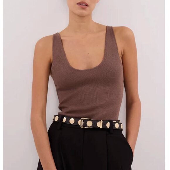 BEST DISSH Troy Sleeveless Knit Tank XS/S/M Taupe Tan Brown Beige Causal - Picture 1 of 5